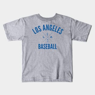 Los Angeles Baseball Hipster Logo (Blue) Kids T-Shirt